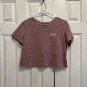 Mauve Pink Bow Crop Top